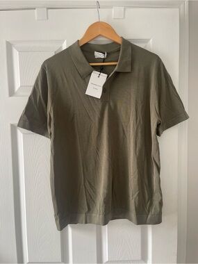 Massimo Dutti Olive Green Cotton Polo